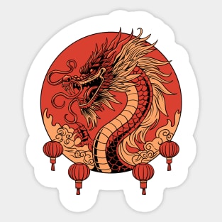 Red Chinese Dragon Sticker